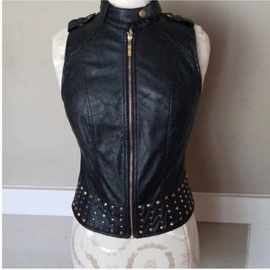 Leather sleeveless vest